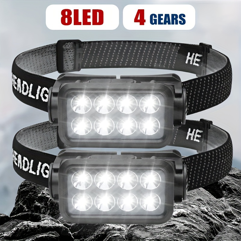 

2pcs Rechargeable Led Headlamp, Ultra-bright Headlight With 6 Modes, Usb Charging, 120° Adjustable, Compact Long-lasting Headlight For Outdoor Camping, Running, Cycling, Climbing