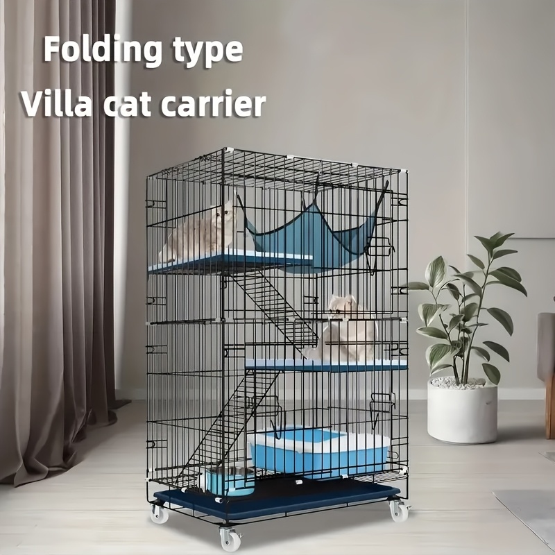 extra large portable folding cat cage   indoor cat house and climbing structure details 2