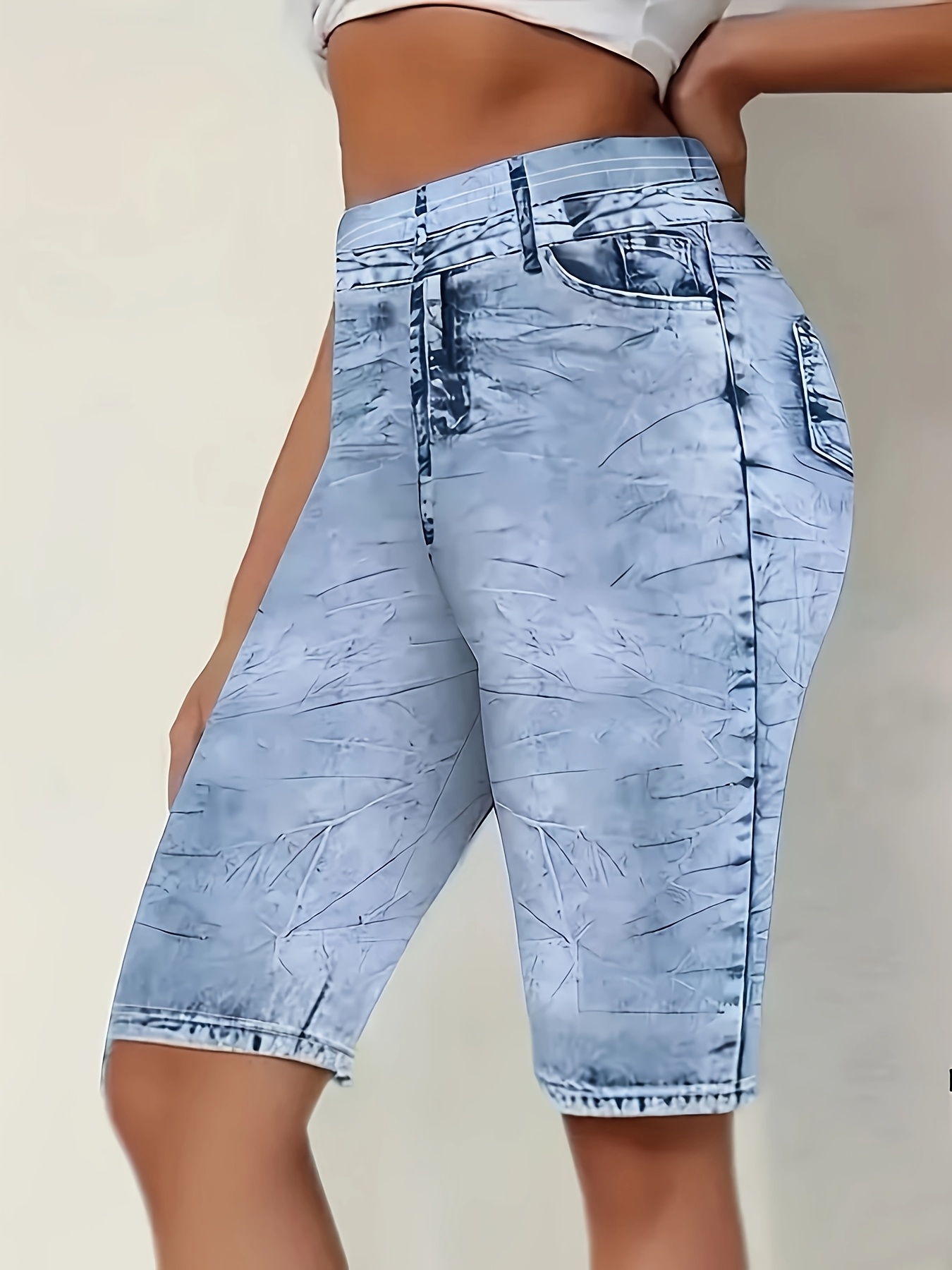 shorts in denim elasticizzati a vita donna Temu Italy