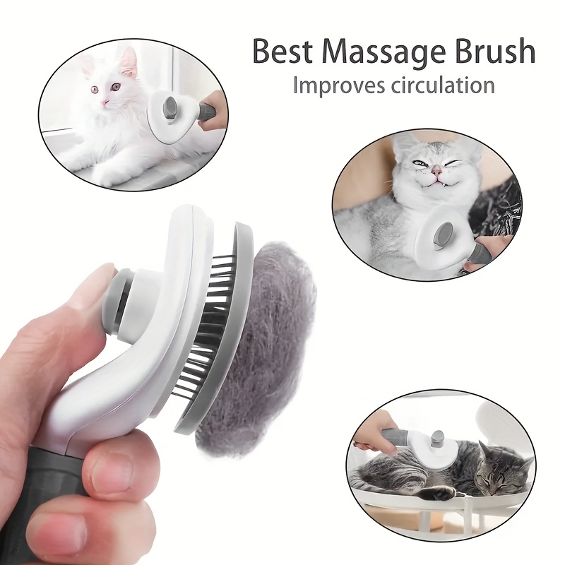 escova para gatos e cães - remove pelos   com   de botão e  . ferramenta de   para animais, equipada com agulha de limpeza em aço inoxidável  . adequado para cães e   Detalhes do produto 3