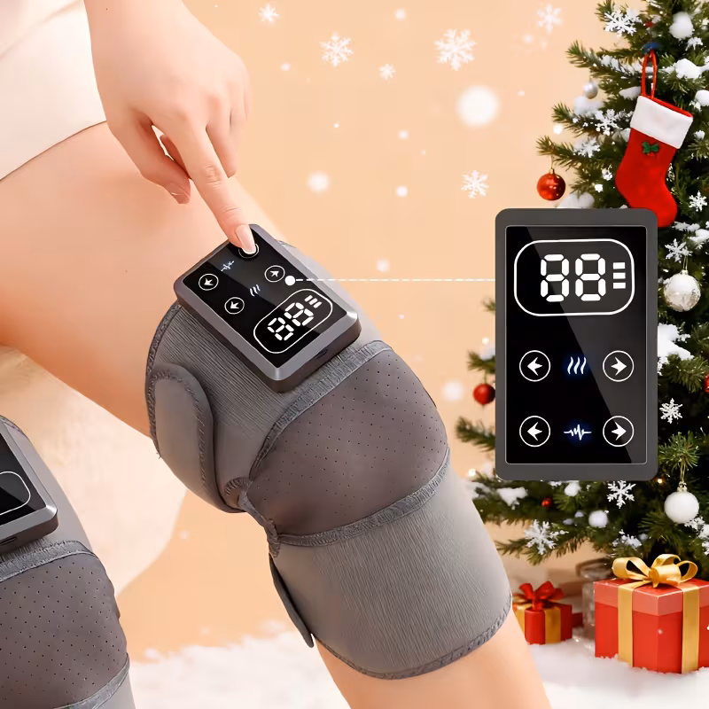 wireless charging knee and shoulder massager with lcd display 3 vibration 5 heat settings compact portable for personal use or gifting Product details 3