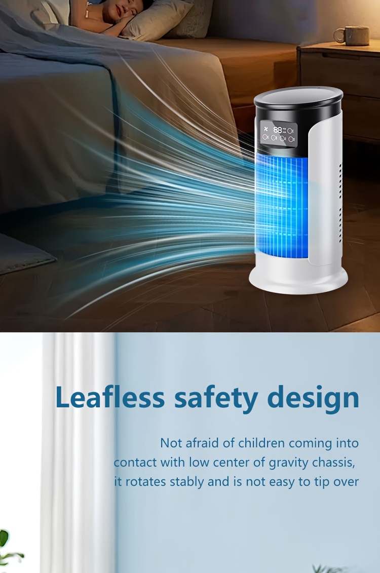 Portable 3-in-1 Water-cooled Air Conditioner with Two Ice Packs, Equipped with a Humidifier, Featuring Dazzling LED Lights and a Fan. Built-in USB Cooling Unit with a 450ml Large-capacity Water Tank, Supports 6-speed Wind Adjustment, and Adjustable