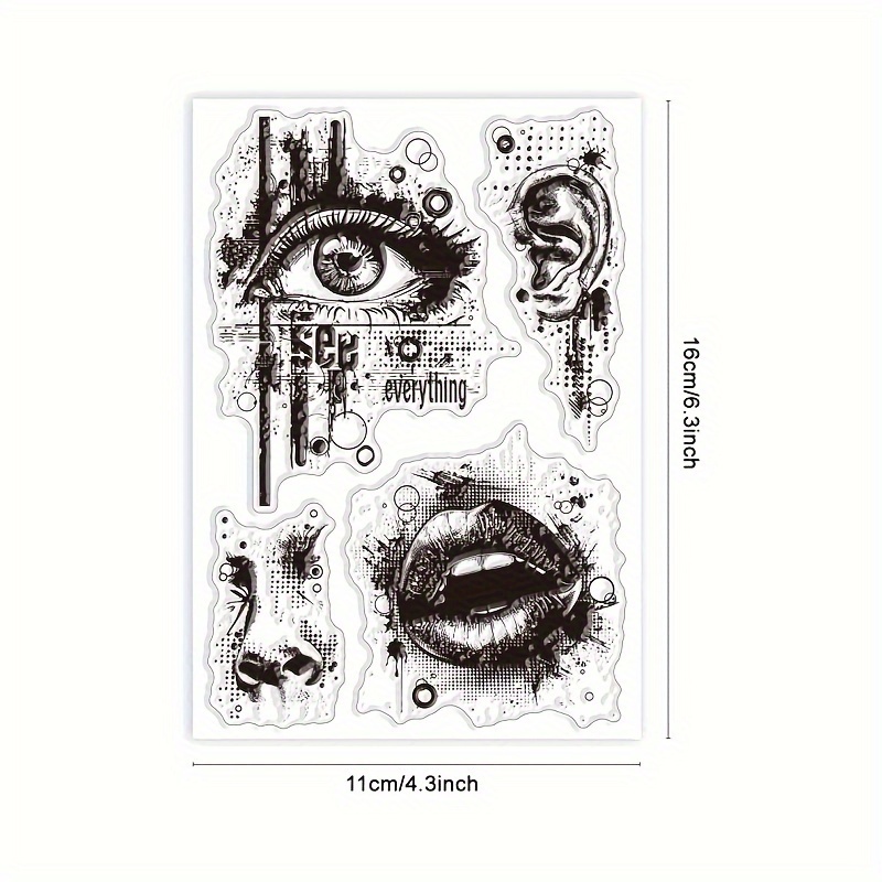 Image of 1pc Facial Features Cracked Texture Background Transparent Stamp For Card Nose Transparent Seal For Scrapbooking Journal Embossing Photo