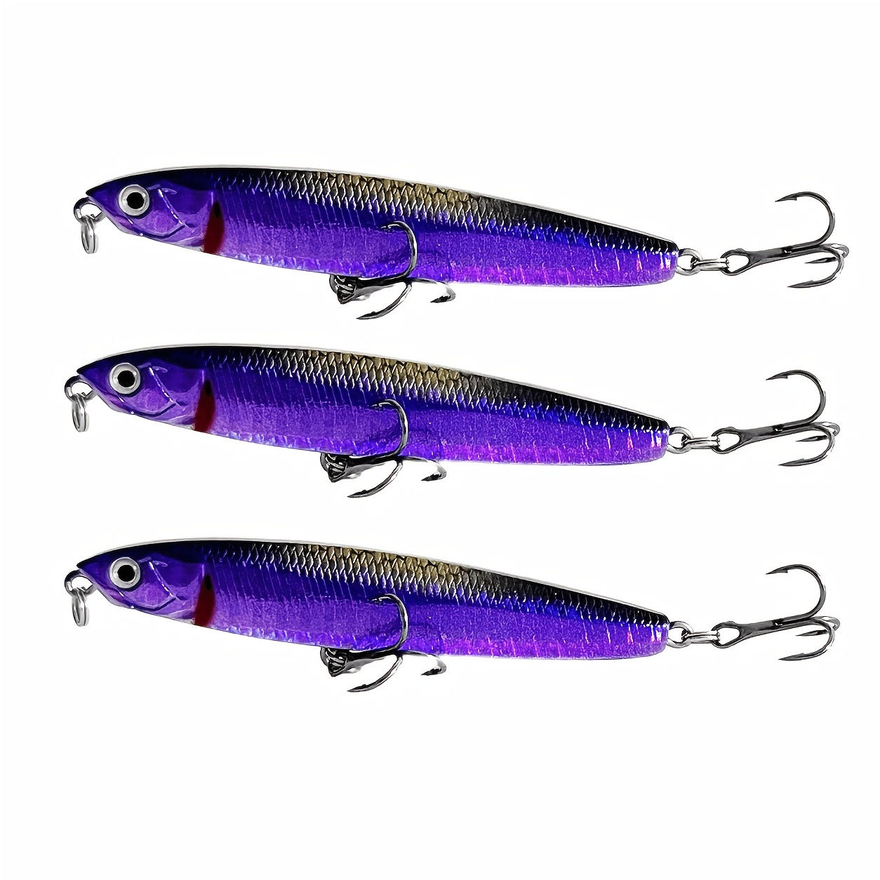 TEMU 3-pack 8cm 10g Sinking Pencil Lure Set, Bio-mimetic Long-cast Hard Bait, Sinking Pencil Lure With 3d And High- , Ultra-long Casting And Stable