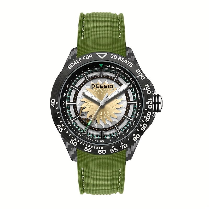 TEMU Men' Mechanical Watch, Luxury Watch, Hollow Dial, Fashion Silicone Strap, Holiday, Festival Wristwatch, Men's Fashion Accessory Watch, Without