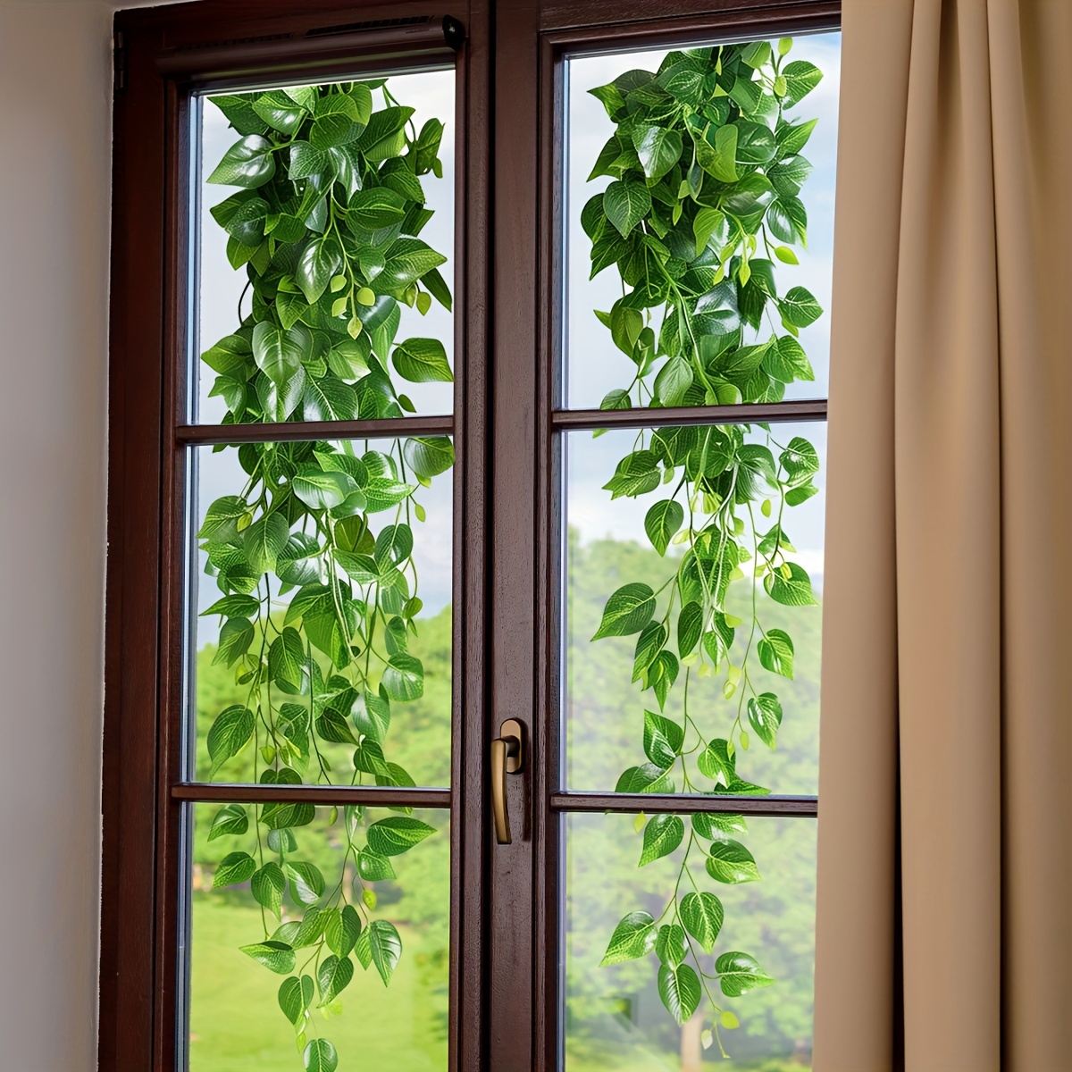 

Reusable Leaf Vine Window Cling - Double-sided, 5mil Pvc Privacy Film With Design For Home & Bathroom Decor