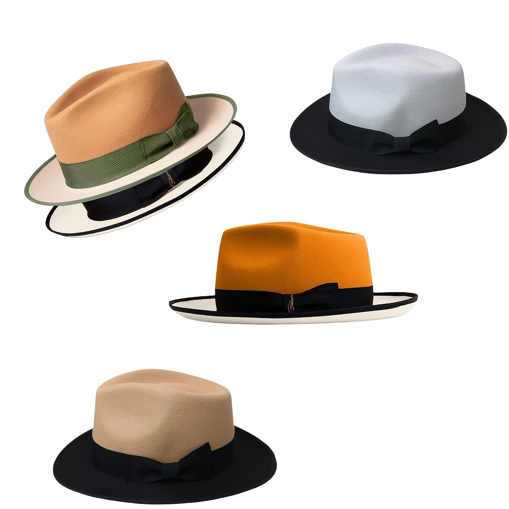 Men's Retro Felt Fedora Two-Tone Patchwork Hat