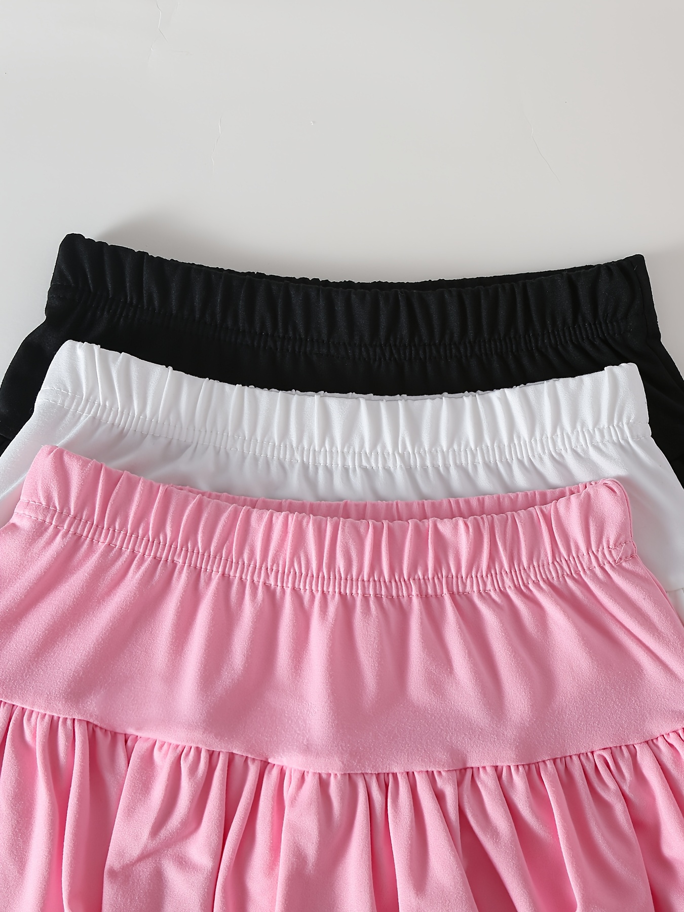 3pcs Girls' High-Waisted Stretchy Skorts Set