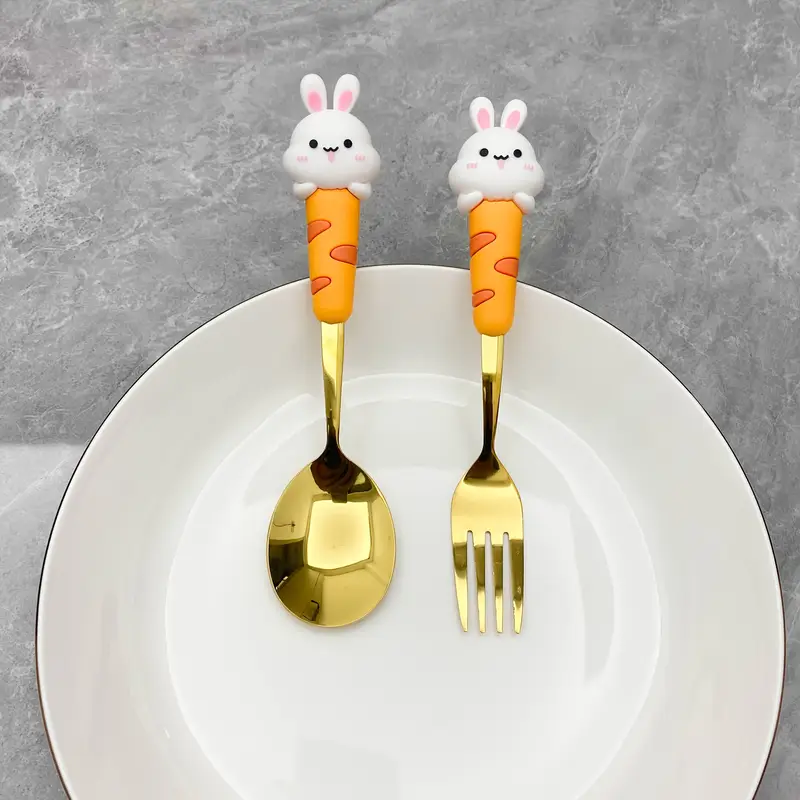 2pcs 304 stainless steel cutlery set with silicone spoons and forks suitable for parties restaurant christmas gift ramadan tableware Product details 1