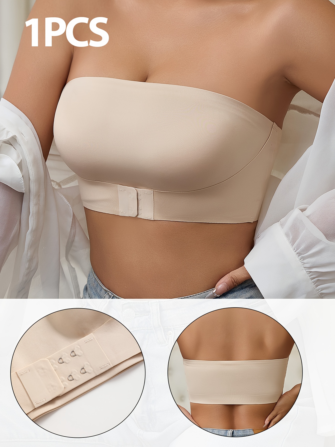 womens front closure strapless bandeau soft full coverage invisible anti slip anti wardrobe   seamless   bra anti slip straight band small bust push up bra elegant  