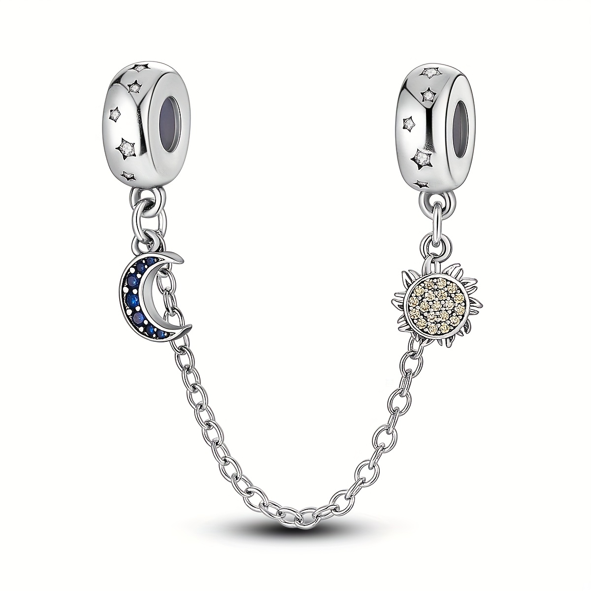 E-shop 1 Stück Stern und Mond Sicherheitskette Anhänger Schmuck Geschenk für Frauen, Kupfer Silberbeschichtet Hypoallergen