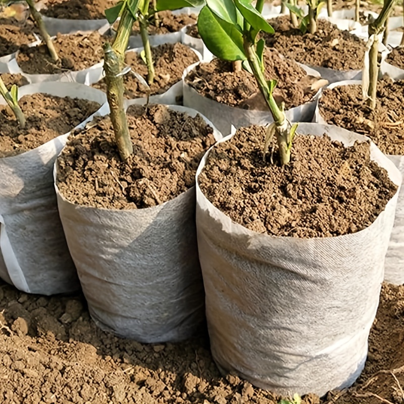 100個、植物苗バッグ、不織布植物成長バッグ生地苗スターターバッグ