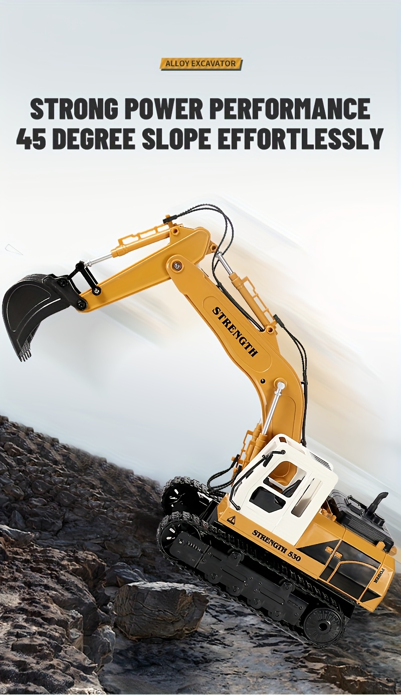 [RC Excavator] 1:20 Scale Alloy RC Excavator Toys | Remote Control Construction Vehicle, Metal Shovel, Battery Powered, Digging Arm | Birthday Gift, Easter Gifts For Adults Boys Kids