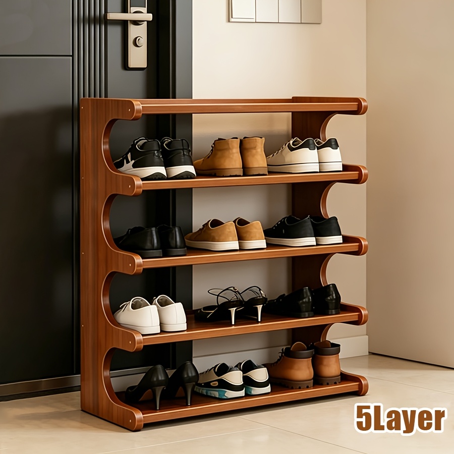 TEMU 3-tier/5-tier Bamboo Shoe Rack, Free Standing Creative Decorative Cabinet, Multifunctional Entryway Shoe Organizer, Space Saving Storage Shelf