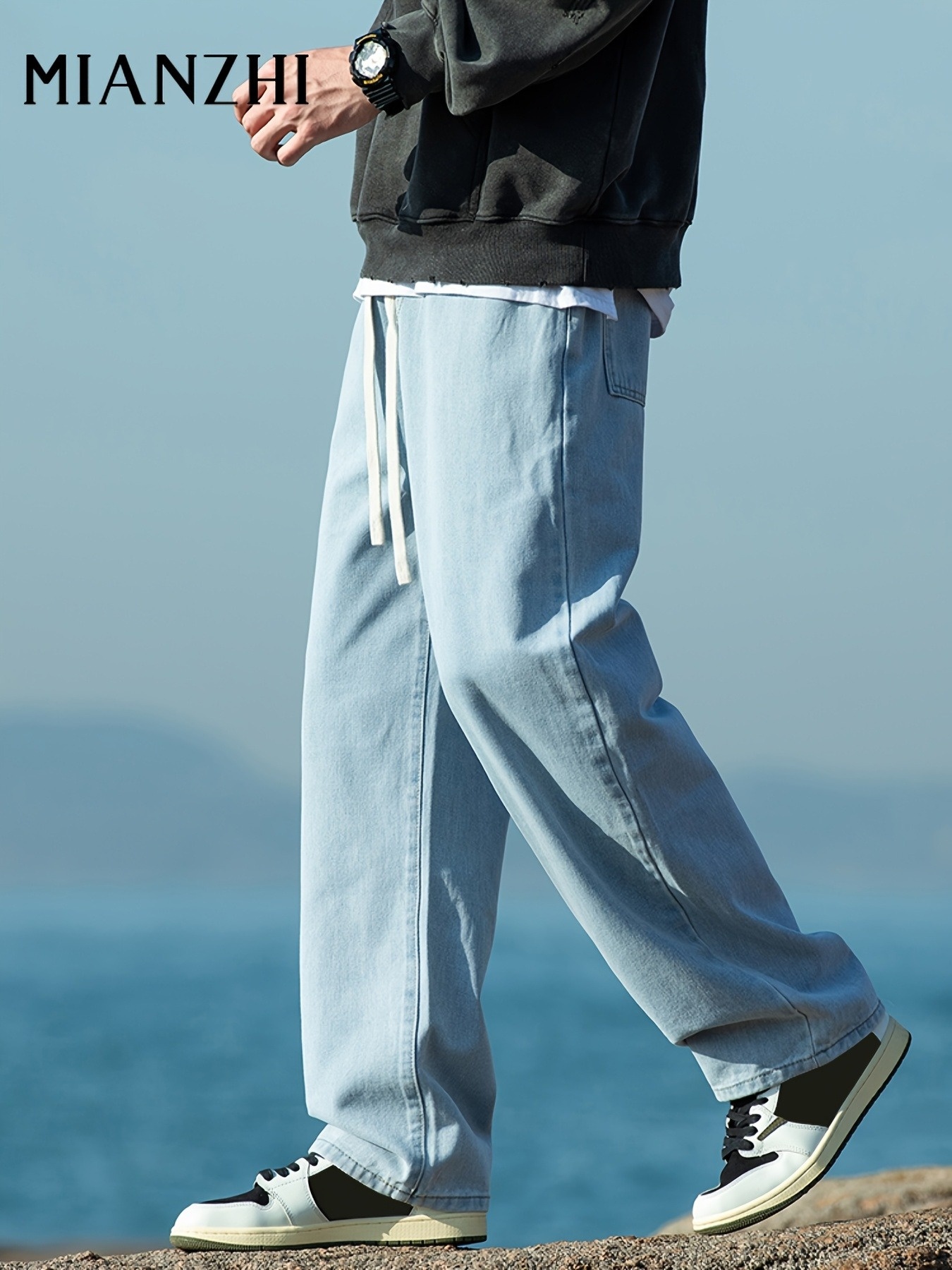 men's loose straight leg summer lightweight denim Temu United