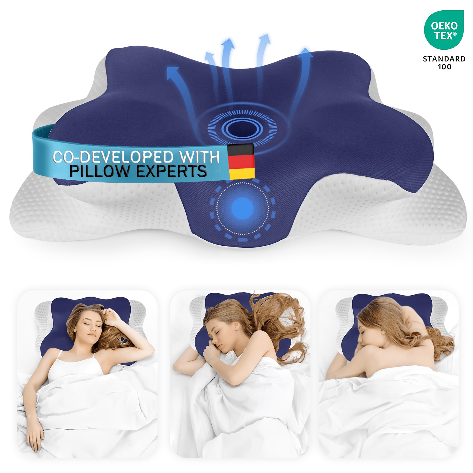 TEMU Cuscino per il con supporto per la colonna cervicale e tessuto ultra-traspirante dissipante il calore - per il di e spalle in tutte le posizioni