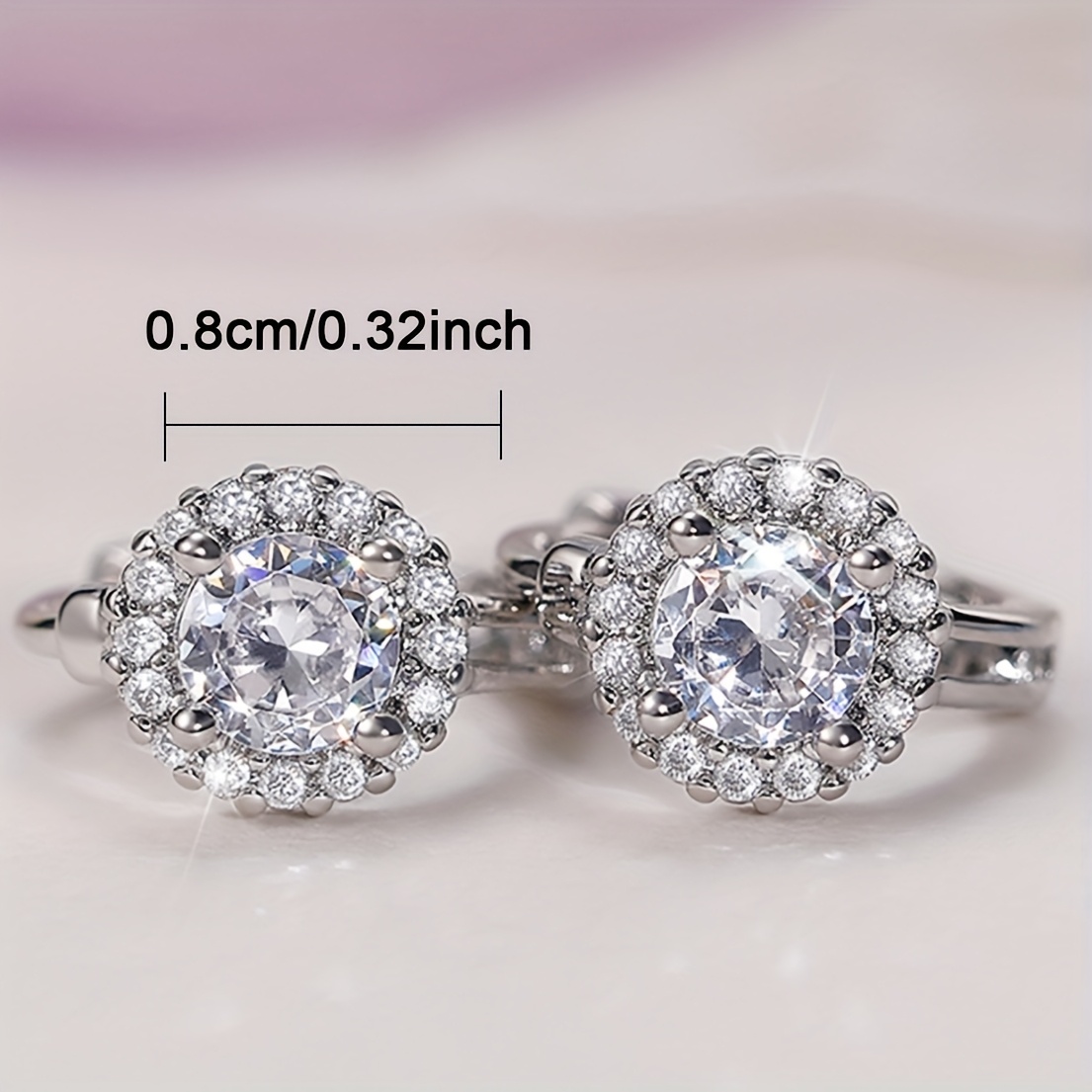 Exquisite Shiny Round Halo Hoop Earrings, Gift for Her