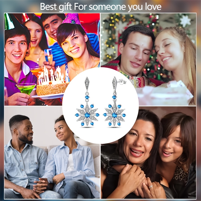 Women's 925 Sterling Silver Snowflake Earrings