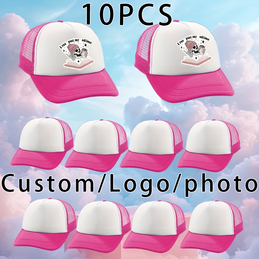 10pcs Custom Baseball Caps, Adjustable Mesh Trucker Hats