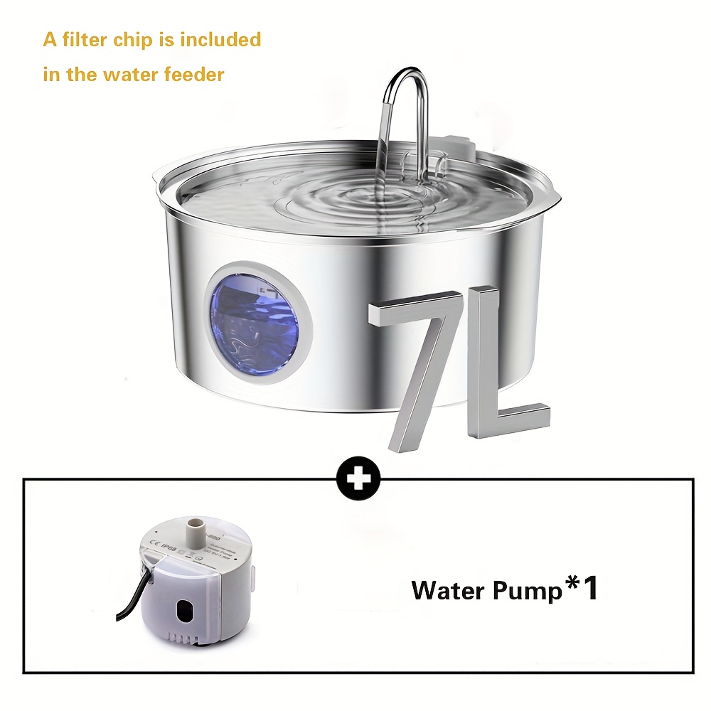 Ultimate 1.85gal Large Capacity Smart 304 Stainless Steel Dog Water Fountain - Automatic Pet Water Dispenser with Window, USB-Powered, No 5V 1A Plug, Replace Filter Chip & Clean Pump Monthly, Durable & Easy-Clean Design for Dogs & Cats, Dog Water Fountain, Cat Water Fountain, Modern Pet Accessory, Easyclean Material, Without Battery, Water Bowl for Dogs, Cat Fountain, Dog Water Dispenser, Cat Fountain Water 3 Ultimate 1.85gal Large Capacity Smart 304 Stainless Steel Dog Water Fountain - Automatic Pet Water Dispenser with Window, USB-Powered, No 5V 1A Plug, Replace Filter Chip & Clean Pump Monthly, Durable & Easy-Clean Design for Dogs & Cats, Dog Water Fountain, Cat Water Fountain, Modern Pet Accessory, Easyclean Material, Without Battery, Water Bowl for Dogs, Cat Fountain, Dog Water Dispenser, Cat Fountain Water - Image 3