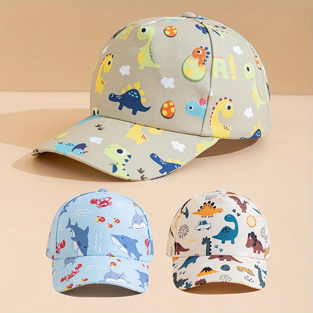 

Kids Dinosaur Shark Baseball Cap, Cute Animal Pattern Adjustable Sun Hat, Perfect For School & Casual Wear, For Boys Girls