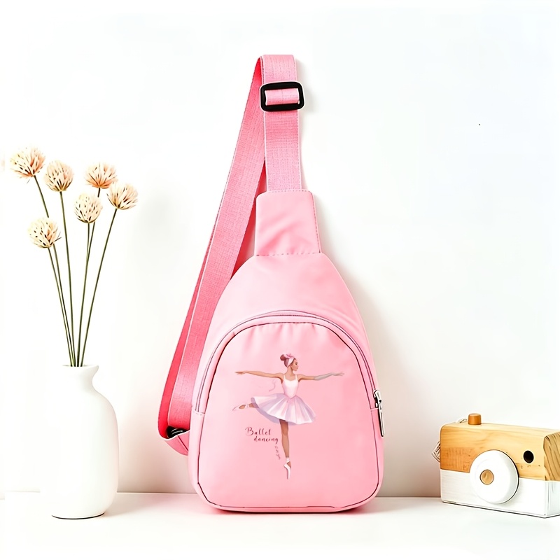 TEMU Borsa a tracolla a spalla singola con motivo ballerina di balletto, realizzata in tessuto e resistente all'usura, dotata di tracolla regolabile.