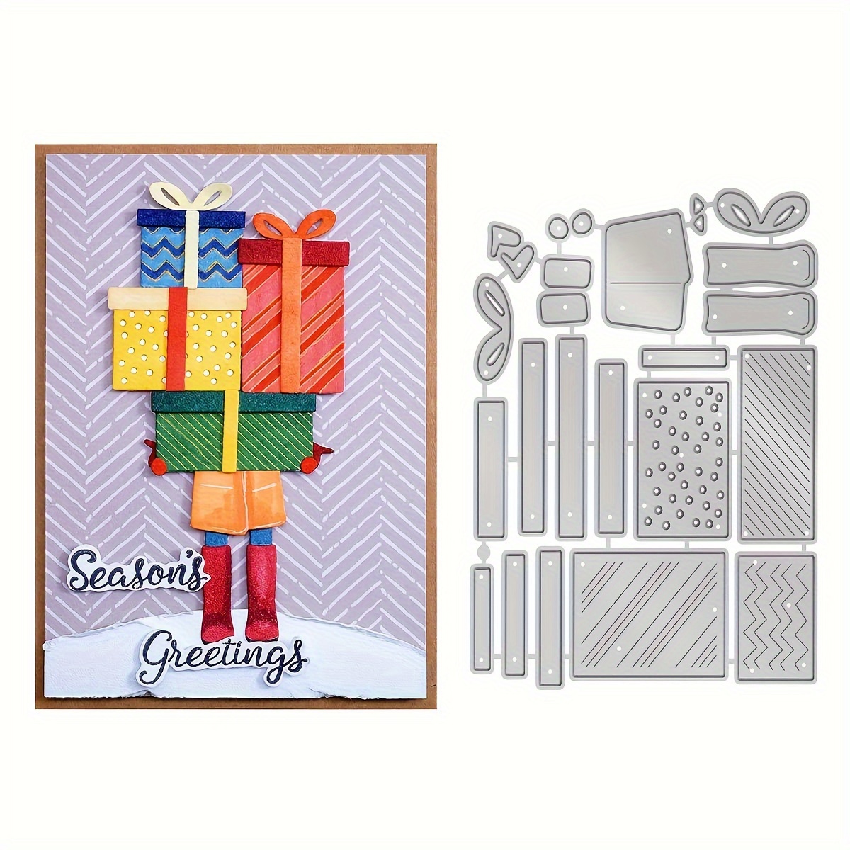 

Diy Greeting Card Craft Metal Cutting Dies Set, Seasonal Gift Box Shapes Stencil Templates For Scrapbooking, Paper Card, And Photo Decoration - 1pc