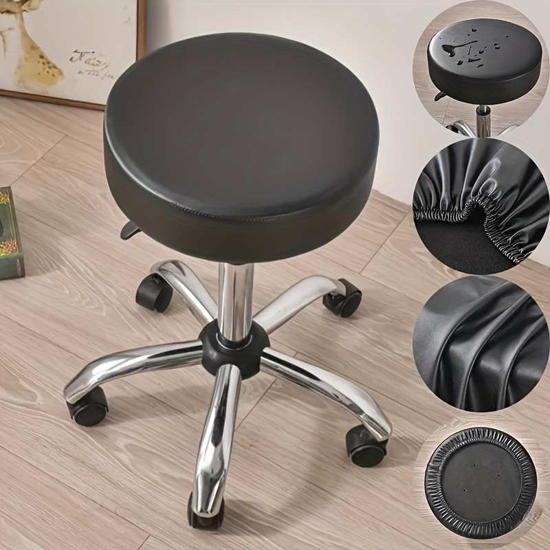 TEMU Pu Leather Round Stool Cover And Universal Chair Cover For Bars, Bars, And Barber Shops