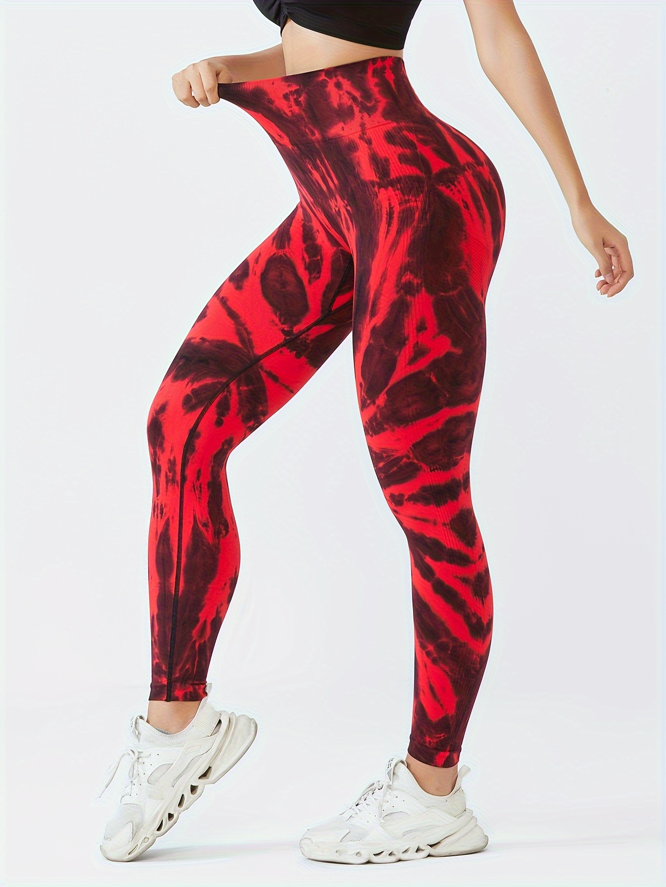 Black and Red Ombre Yoga Leggings, Gradient Women Girls Workout Half Dip  Tie Dye Workout Pants Printed Sexy Plus Size Festival Tights -  Canada