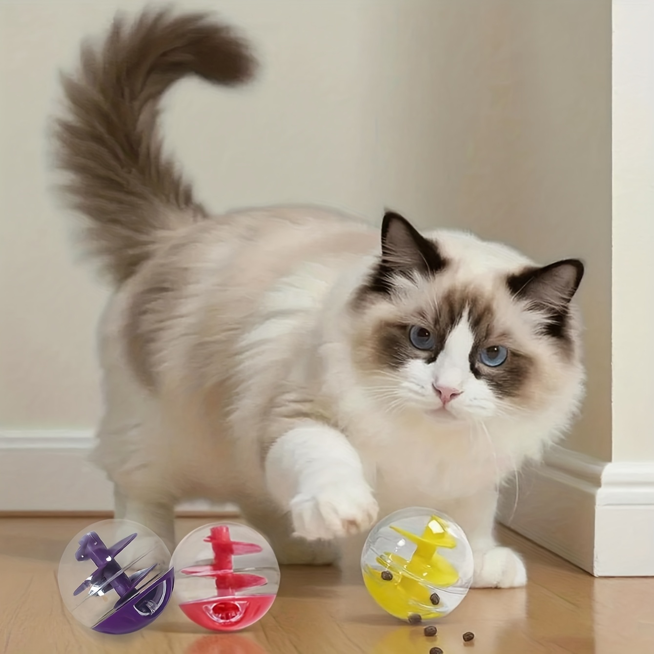 Cat Slow Feeder Toy Pet Slow Feeder Cat Food Dispenser Toy Cat Toy Ball Pet Selfentertainment Toy, Without Battery