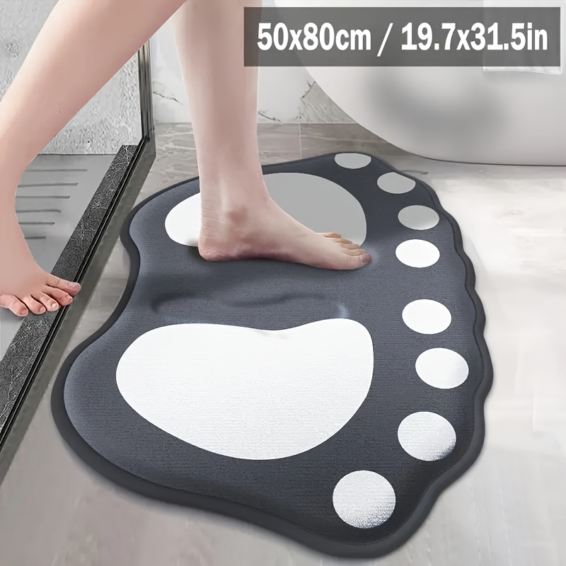 Image of Flannel Embossed Leaf Pattern Non-slip Foot Mat, New Style Bathroom Flannel Toilet Mat, Rug For Washroom, Restroom Floor Mat, Bathtub Side Mat, Toilet Mat, Bathroom Carpet