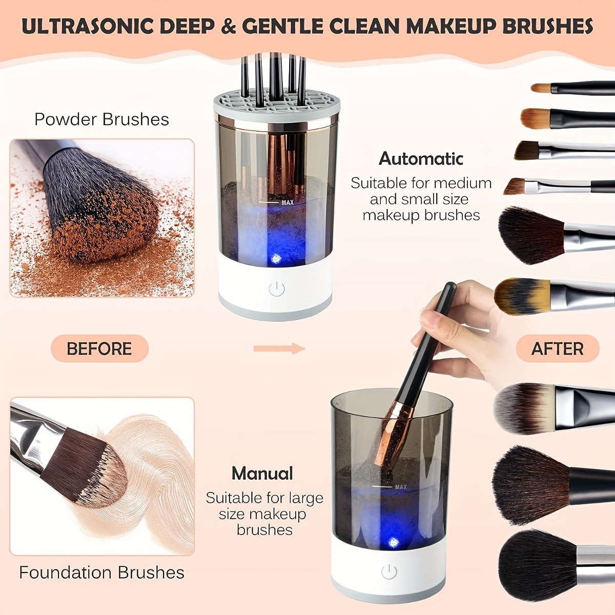 Limpiador Automático Brochas Maquillaje: ¡limpia Seca - Temu