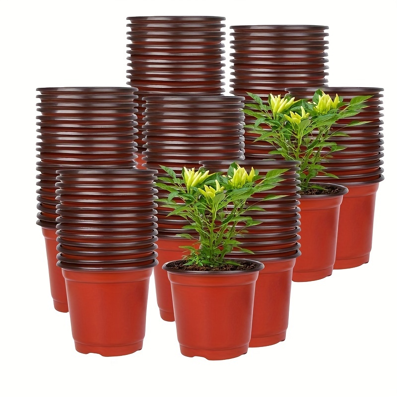 

100pcs Dual-color Plastic Flower Pots - Lightweight, Planting Containers For Indoor & Outdoor Use | Seed Germination &