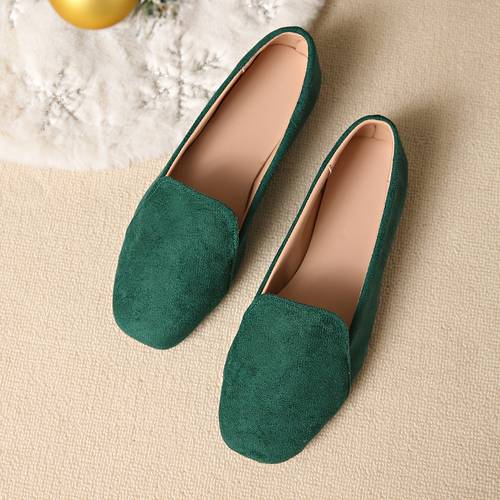 womens square toe flat soft sole single shoes fabric upper fashion versatile suitable for daily wear women shoes