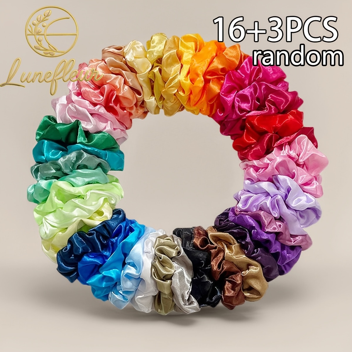 16+3pcs Bonus Satin Scrunchies, 19pcs Random Chunky Hair Bands, Mixed Thick Hair Ties , Bulk Hair Additions