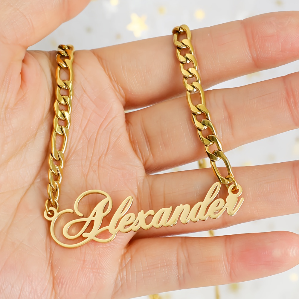 TEMU [customization] Custom Name Necklace, Nameplate Necklace, Custom Fashion English Name Necklace, Exquisite Name Necklace, Minimalist Necklace,