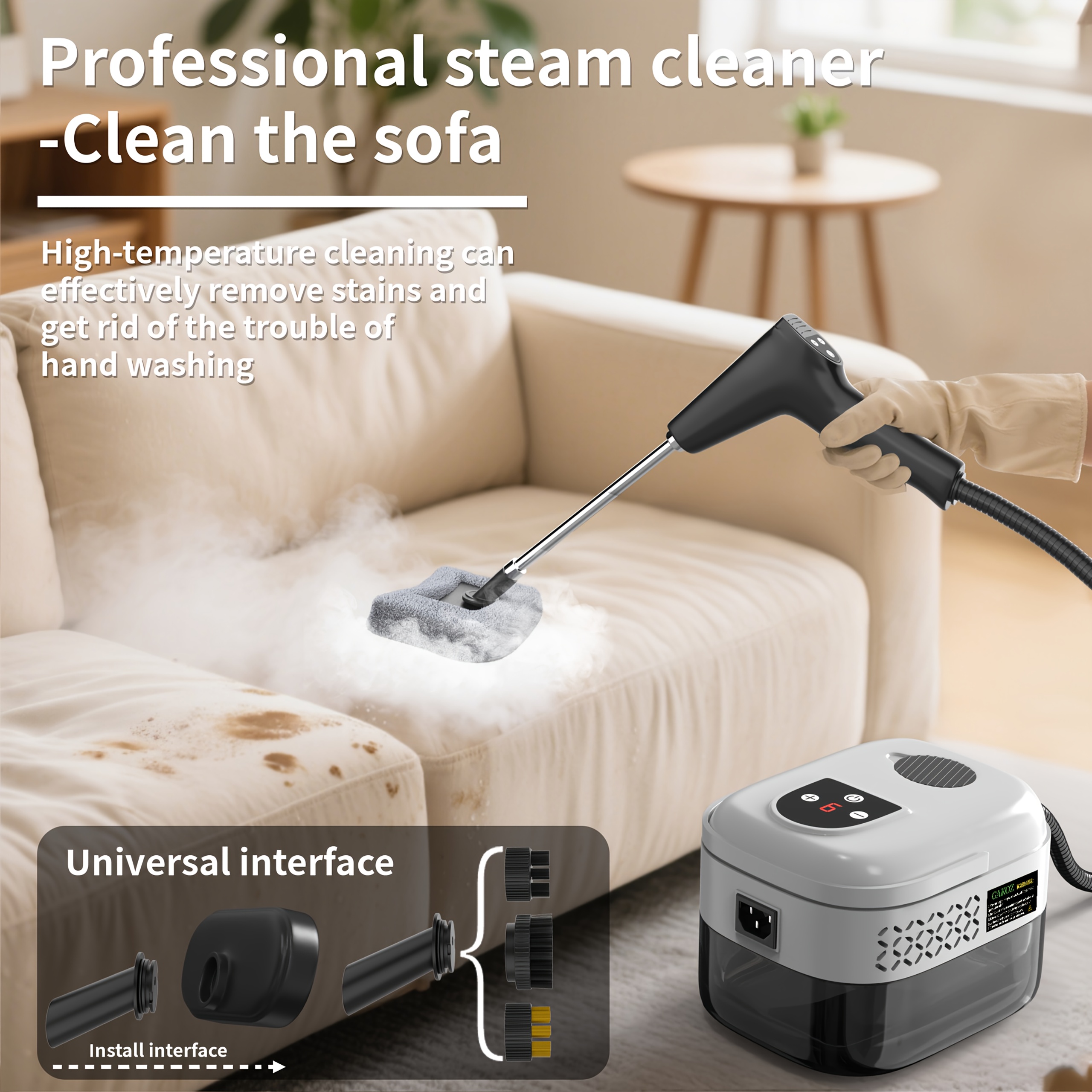 limpiador de vapor   presión y  , limpiador de vapor portátil para el hogar, limpiador de alfombras a  ,   de  , pantalla lcd, botón de control de múltiples velocidades, ideal para limpieza de cocina, sofá y ranuras de azulejos