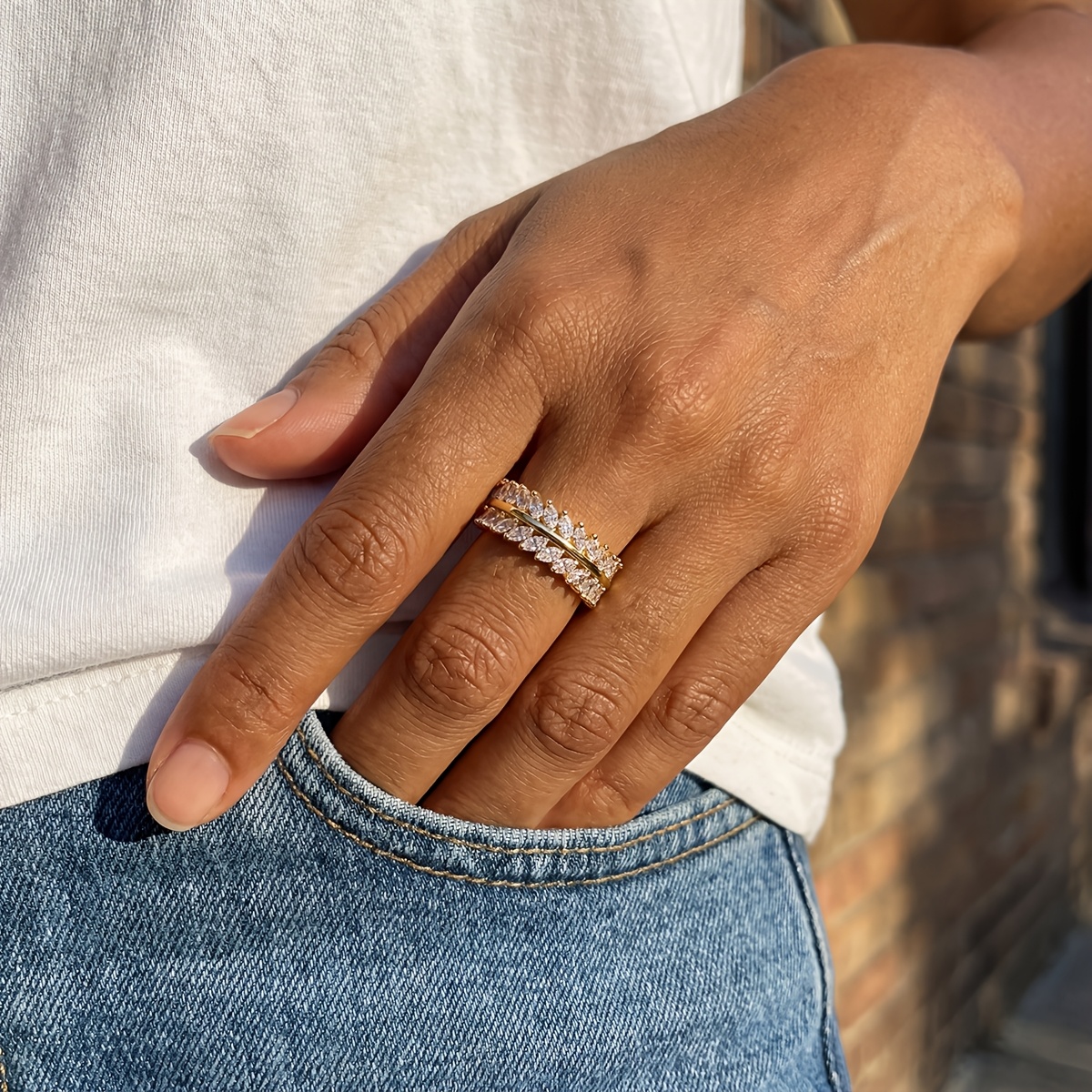Women's Stylish Willow Leaf Ring, Stackable Design