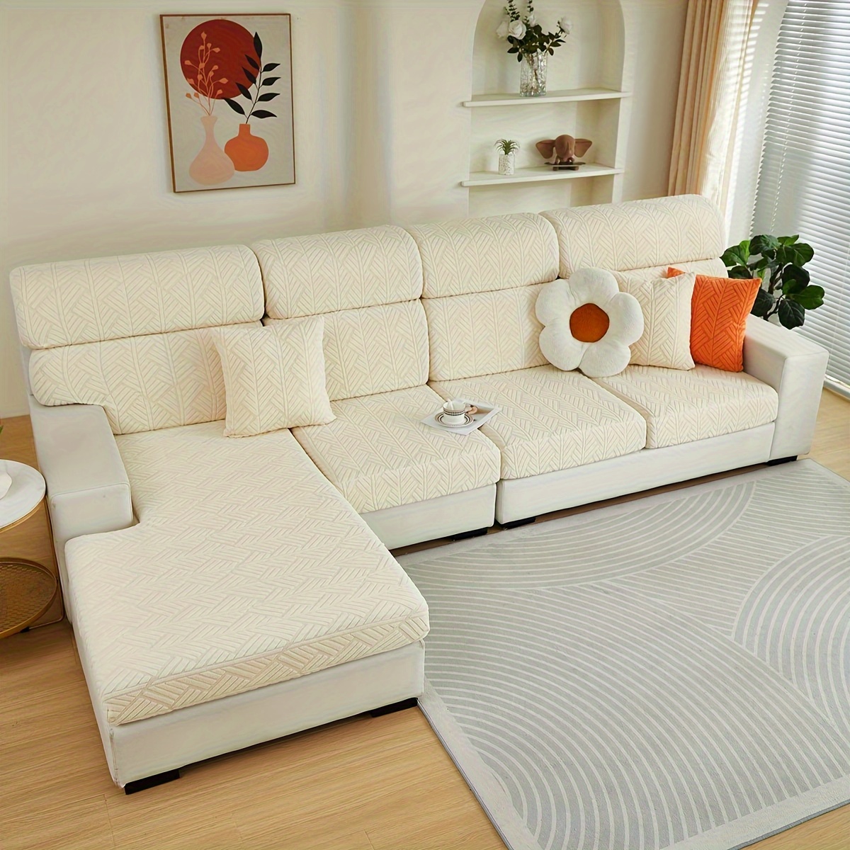 launch 1pc jacquard colorful fleece sofa cover elastic universal stretch sofa cover for   easy to   universal full wrap non slip sofa cover back cover and cushion cover sofa protection cover suitable for offic Product details 12