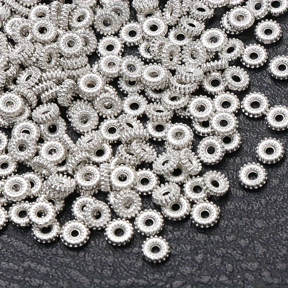 Image of 200pcs 6mm Random Mix Round Wheel Gear Shape Beads Plastic Loose Spacer Beads For Jewelry Making And Diy Crafts