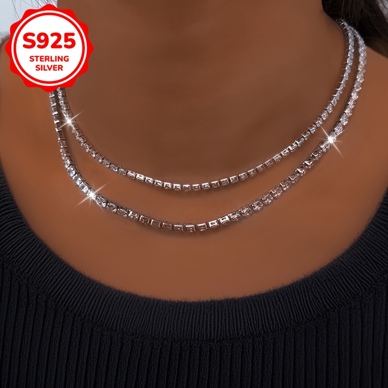 Women's Choker Necklace with Square Cubic Zirconia Inlay