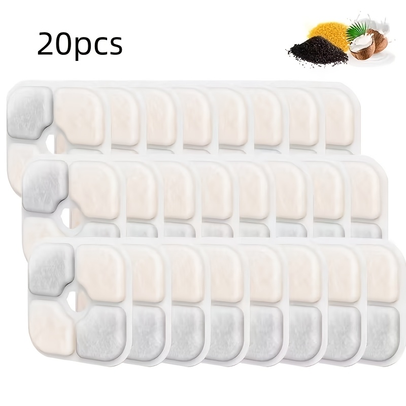 TEMU 20pcs Cat Drinking Fountain Replacement Filters - Suitable For And Petilog - 3-stage Filtration Replacement Filters, Compatible With Most Pet