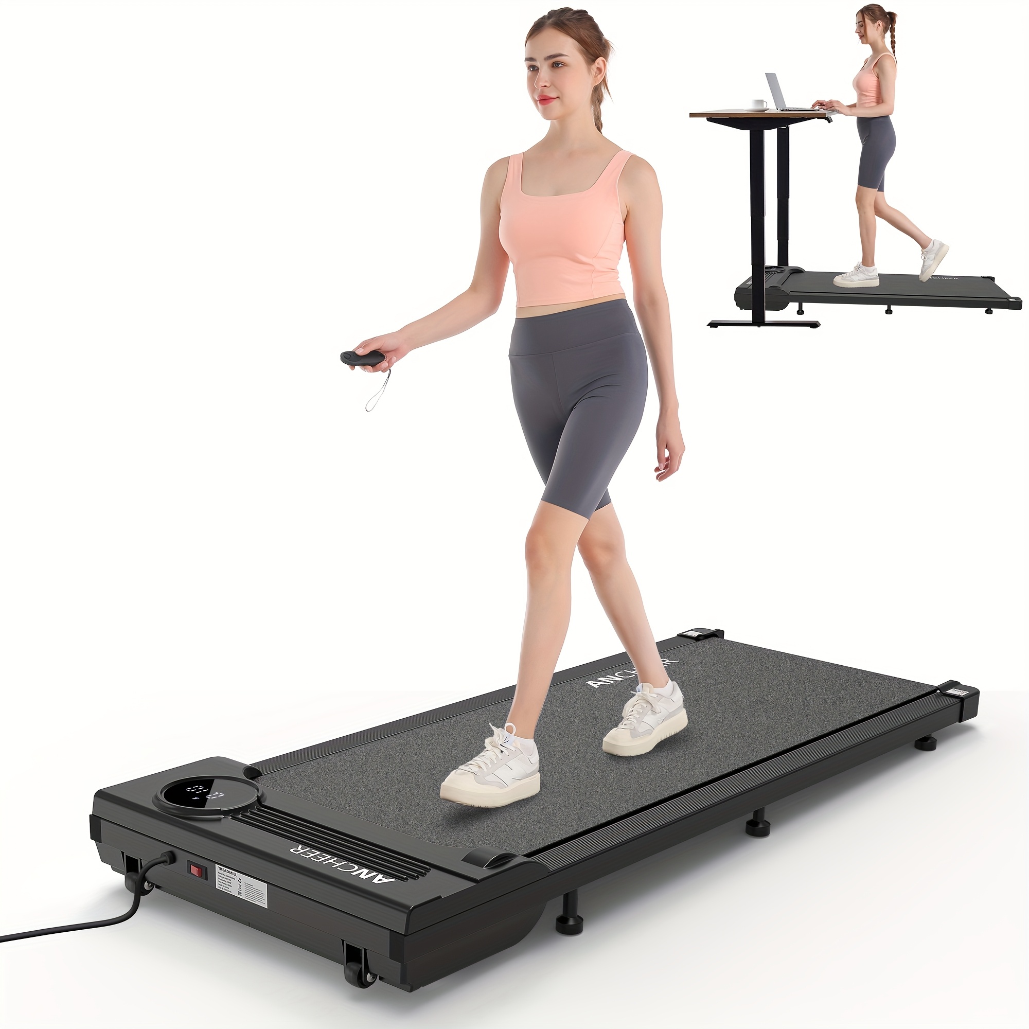 FUNMILY Treadmill, Under Desk Treadmill/ Remote Control/ 2 Seconds Folding Treadmill/ Maximum Treadmill 300 lbs Capacity - Walking Mat/ Home/ Gym/ Office Compact Motorized Treadmill