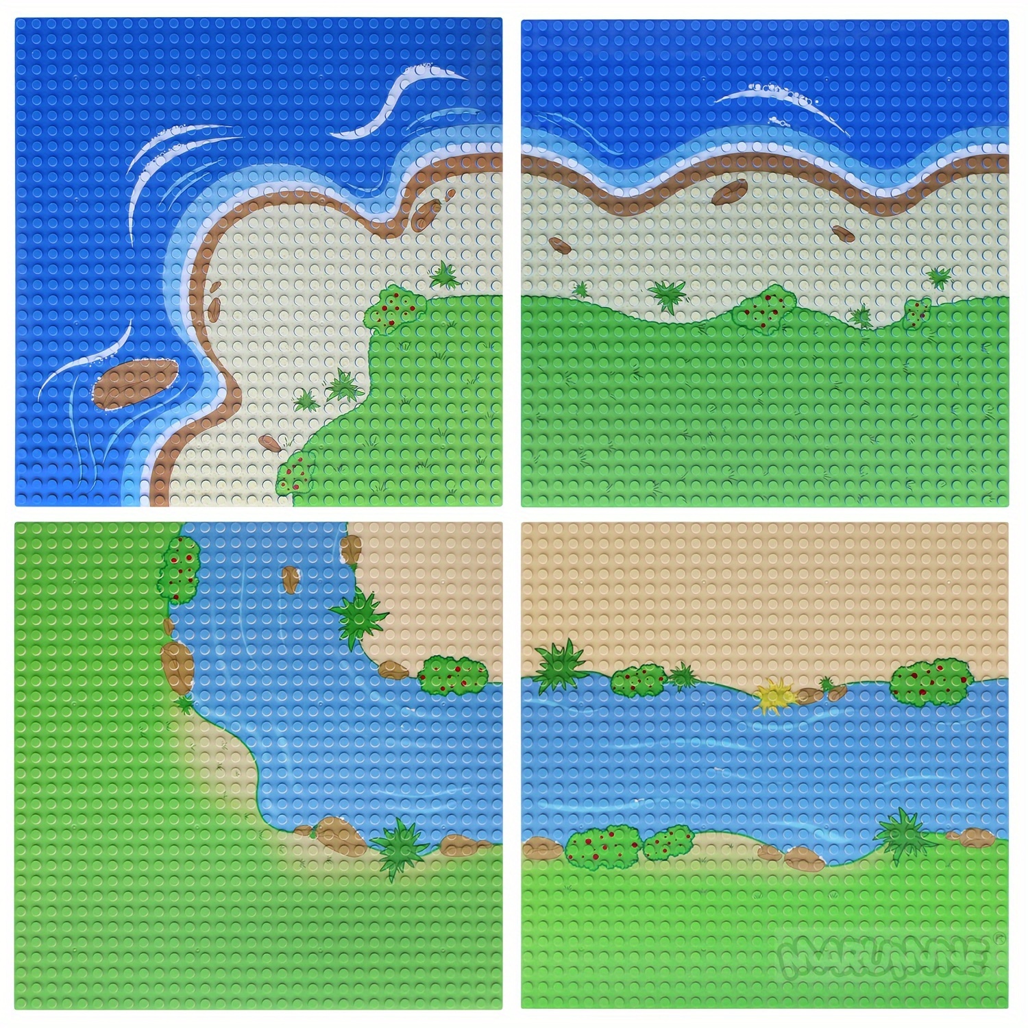 2pcs Baseplate Building Blocks with River Grassland Ocean Pattern
