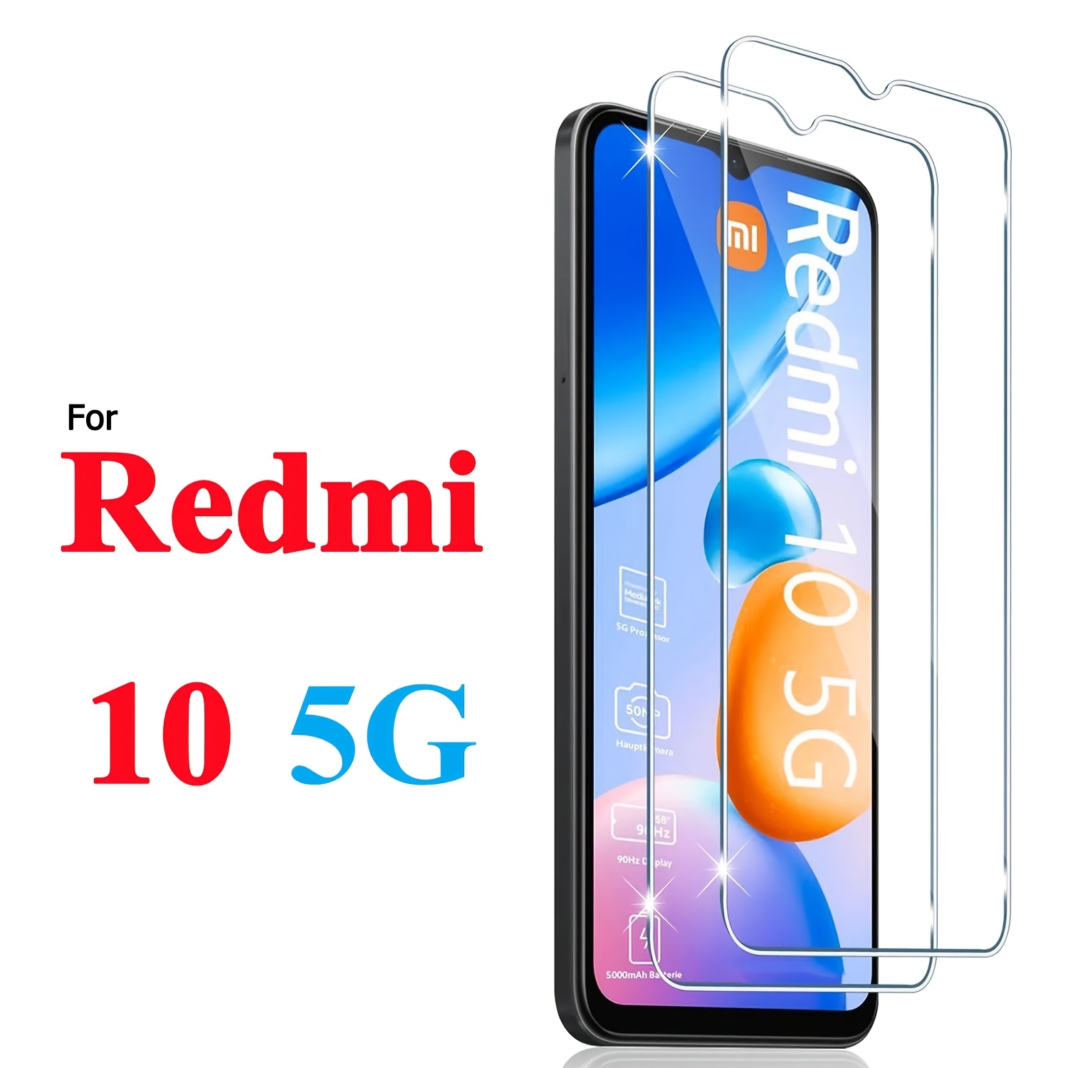 TEMU 2pcs 9h Tempered Glass For Xiaomi Redmi 10 5g Full Cover Screen Protector Glass Film