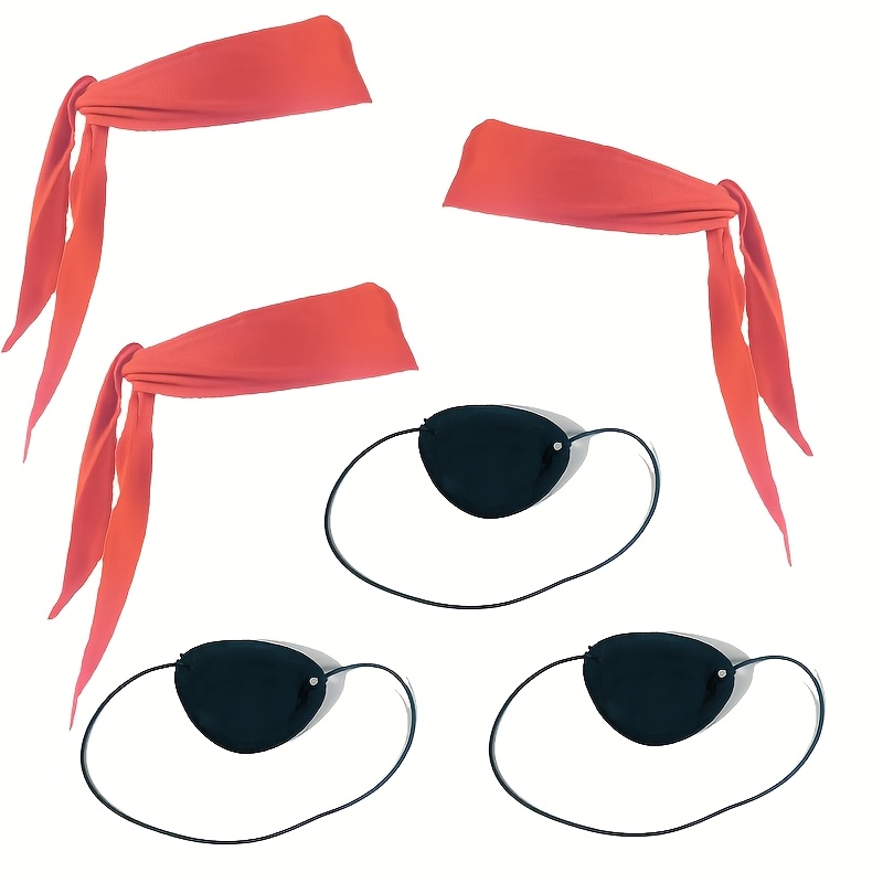 Image of 6pcs Pirate Party Favor Supplies 3 Tie Headband Pirate Head Bandana 3 Black Eye Patches Halloween For Halloween,christmas Event & Party Supplies Halloween&christmas