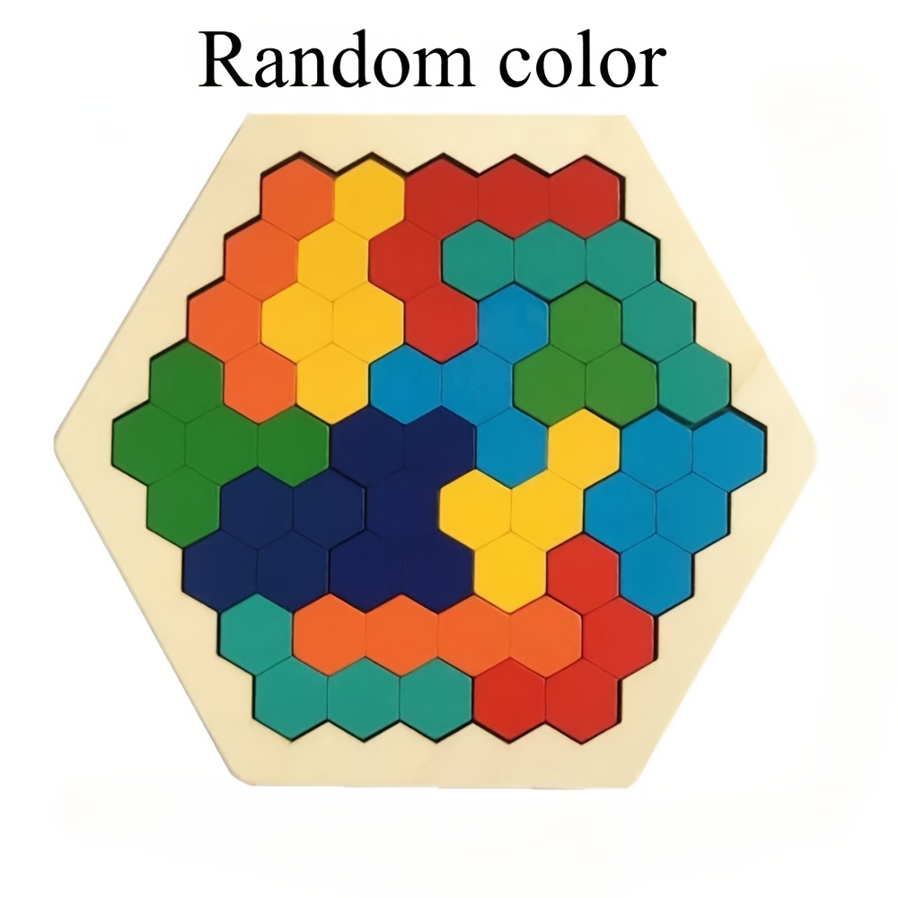 Image of Random Color 3d Wooden Hexagonal Puzzle Toys, Tangram Intelligence Test Games, Gifts, Christmas Gifts, Holiday Toys, Interactive Toys