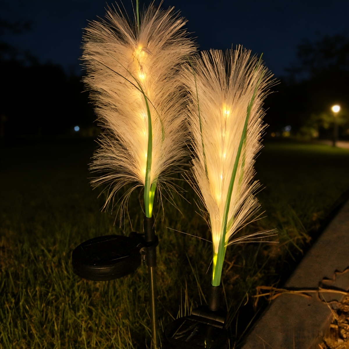 2pcs solar reed stake lights led garden decorative lights outdoor lawn landscape lighting pathway yard patio decoration auto on off dusk to dawn   decorative lamp Product details 5