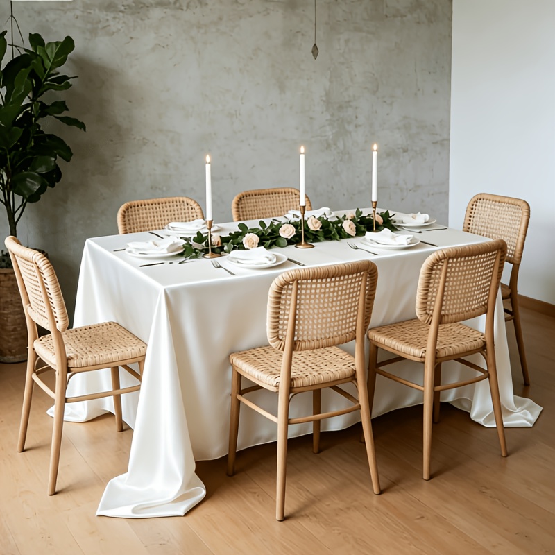 TEMU 1 stuk Melkwit Tafelkleed met Zachte , Hooghangend Y-vormig Glad Kreukvrij Tafeldecoratiekleed, - Stijl Modern Minimalistisch voor Thuis,
