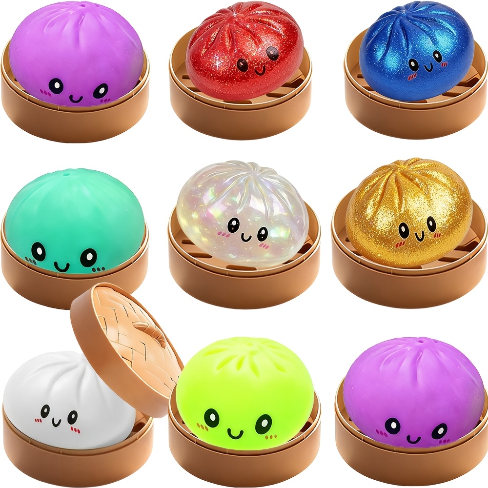 5set kids multi items party favors pack dumpling   sensory stress balls and hug greeting cards soft squeeze slow rising   bun with steamer stretchy desk decor for office   fillers birthday gifts random colors styles